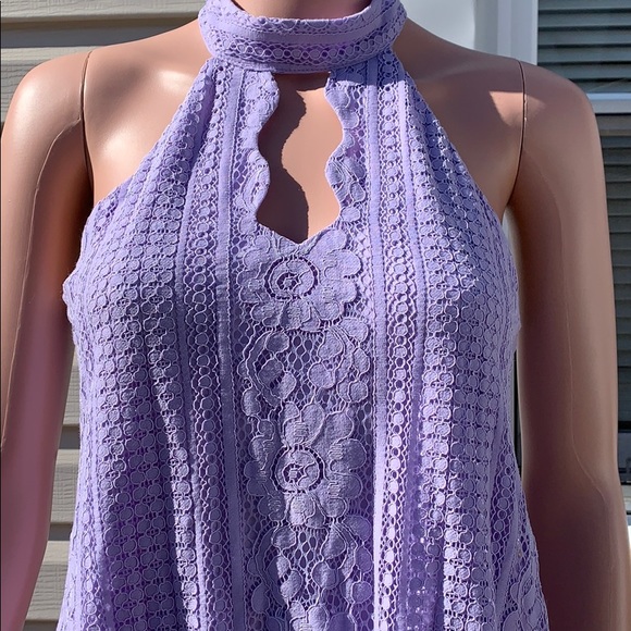 Francesca’s Purple Lace Halter Shift dress size XS - Picture 2 of 6